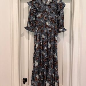 SEA Blue Smocked Midi Dress